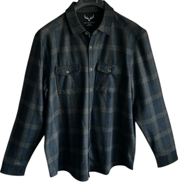 Age of Wisdom Plaid Flannel Stretch Knit Shirt With Two Chest Pockets XL - Picture 3 of 11